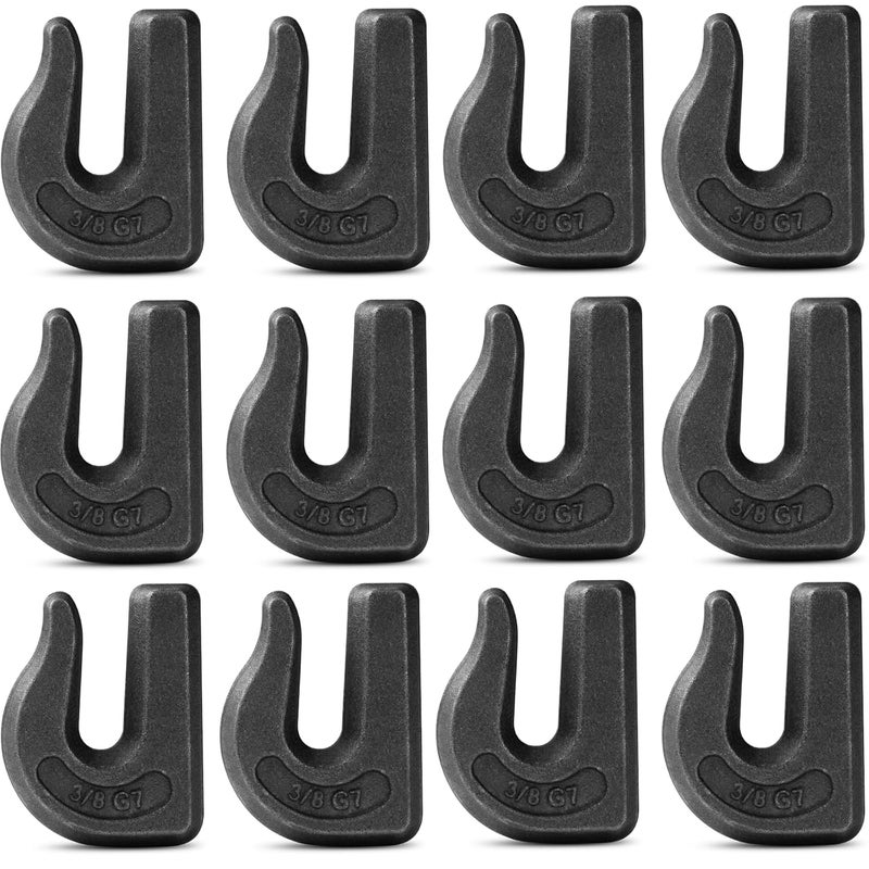 HANDRERLEE 12 Pack Weld-On Chain Grab Hook, G70 3/8" Forged Weld Hook, Heavy Duty Weldable Grab Hooks for Tractors, Truck, Forklift, Trailers - 6,600 lbs WLL - Image 1